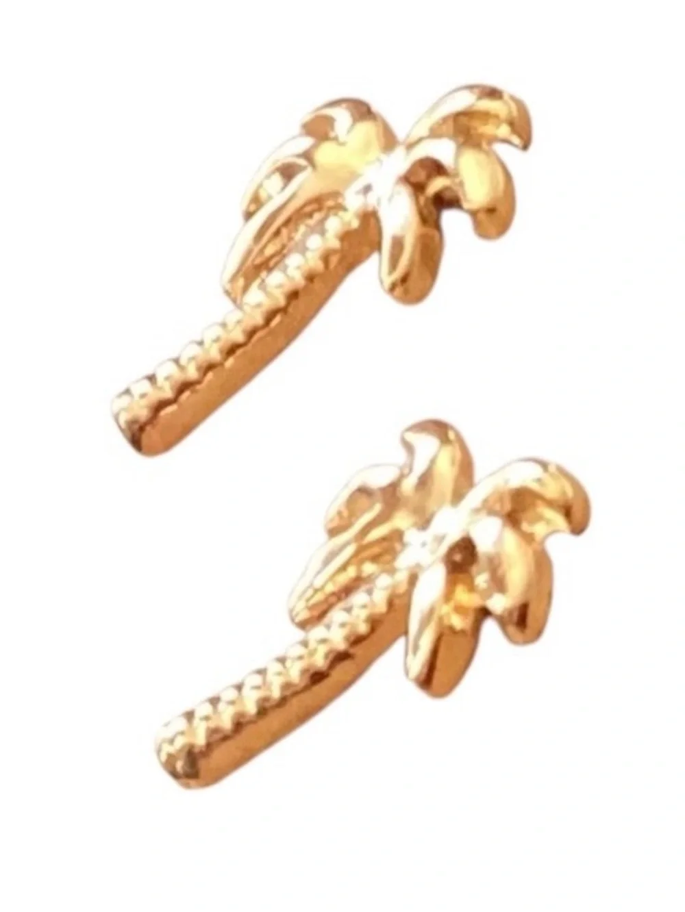 Palm Tree Gold Tone Stud Earrings (NWT)